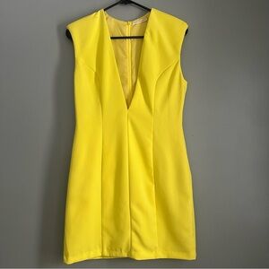 Bright Yellow 💛 🌴 🪩 Mini Dress w/ Deep Plunge Neckline - Medium